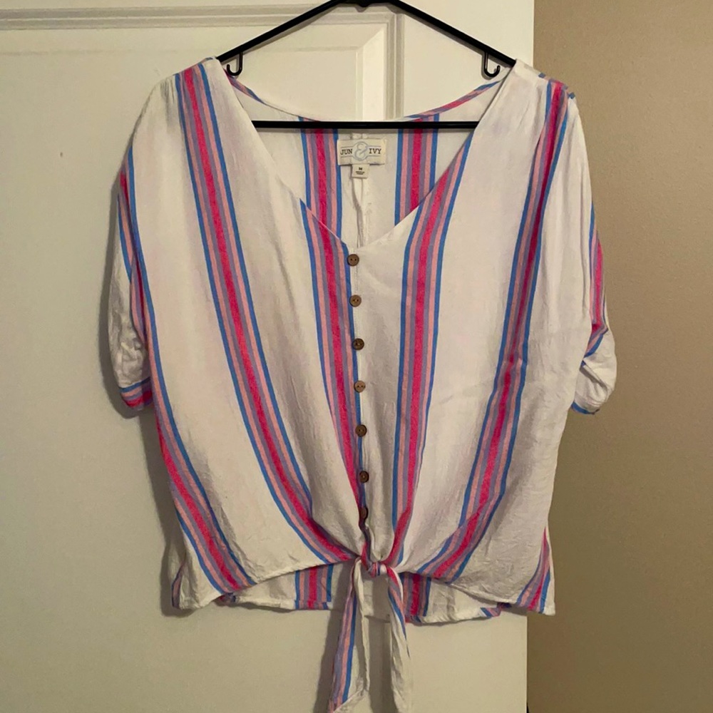 White striped tie shirt